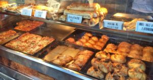 Fast food items on display at one of Malta’s Leading Pastizzi Outlets