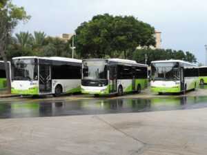 Buses at the Main Bus Station in Valletta (Malta)